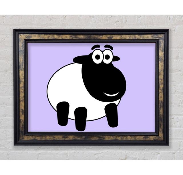 Happy Cartoon Sheep Lilac Framed Print Harriet Bee Size: 59.7cm H x 84.1cm W x 8cm D on Productcaster.