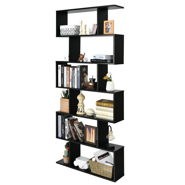 Musfira 192cm H x 23cm W Geometric Bookcase 17 Stories Colour: Black on Productcaster.