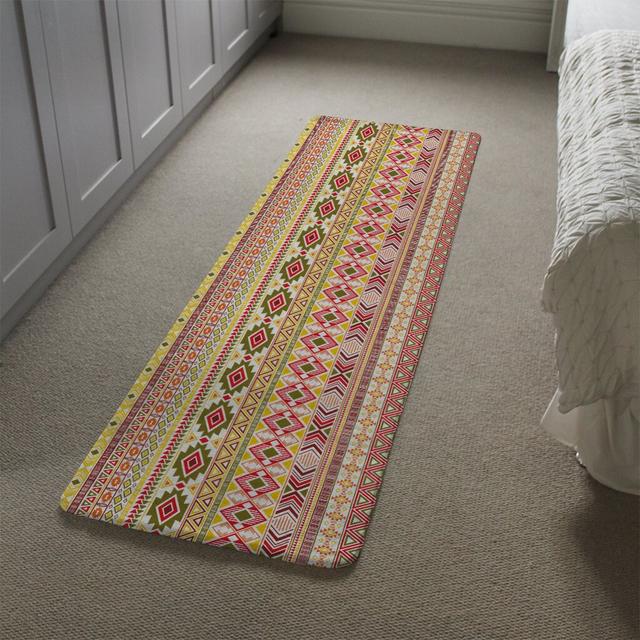 Leija American Indian Pattern Designer Shaggy Yellow/Pink Rug East Urban Home on Productcaster.