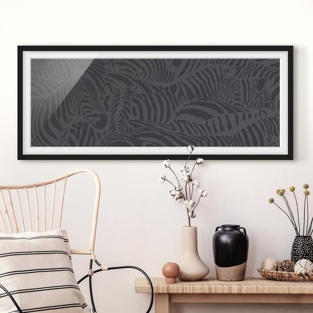 No.DS3 Zebra Stripe Black - Picture Frame Graphic Art Bloomsbury Market Size: 40cm H x 100cm W x 2cm D, Frame Option: Black Framed on Productcaster.