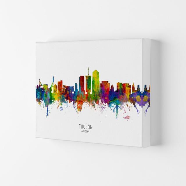 Tucson Arizona Skyline by Michael Tompsett - Graphic Art Latitude Run Size: 21cm H x 29.7cm W x 4cm D, Format: Wrapped Canvas on Productcaster.