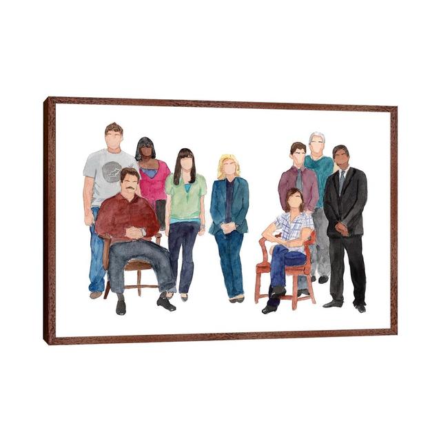 Parks & Rec by AJ Filopoulos - Print on Canvas Corrigan Studio Format: Classic Brown Wood Framed, Size: 45.72cm H x 66.04cm W x 3.81cm D on Productcaster.