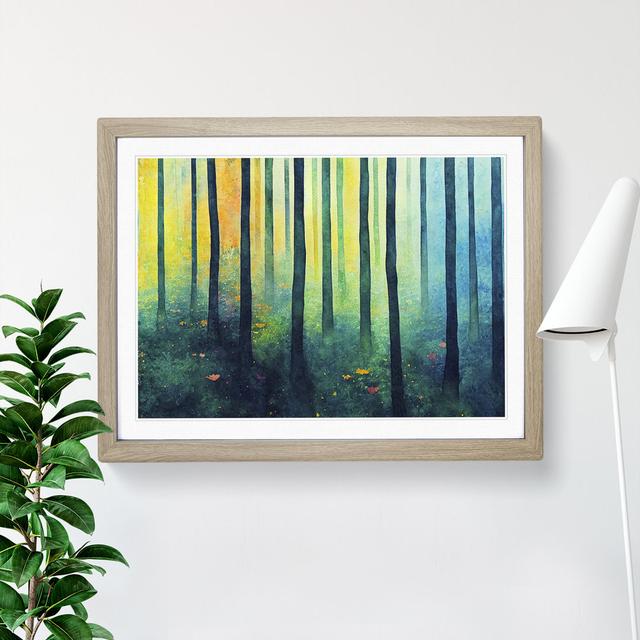 Elegant Colourful Forest - Picture Frame Painting Alpen Home Size: 34cm H x 46cm W x 2cm D, Frame Colour: Oak on Productcaster.