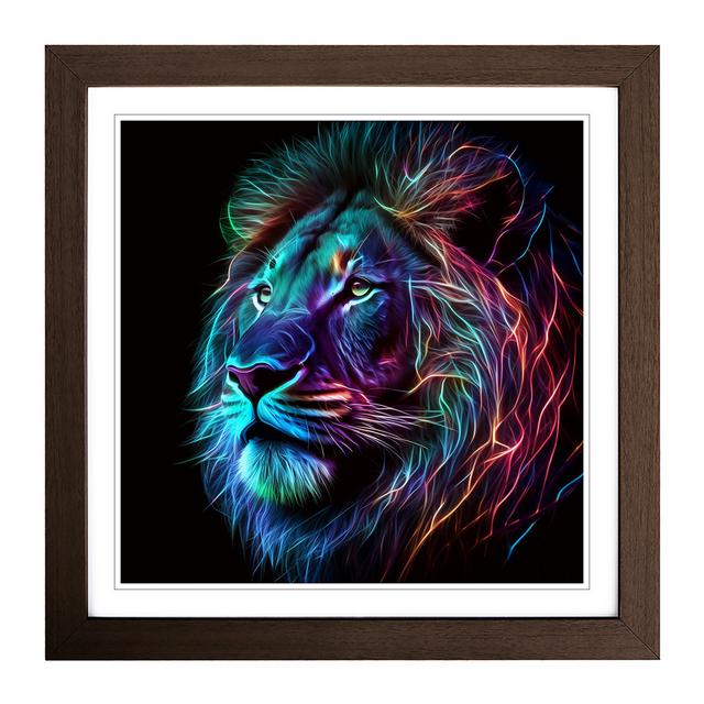 Lion Neon Art - Single Picture Frame Print on Wood Latitude Vive Format: Walnut on Productcaster.