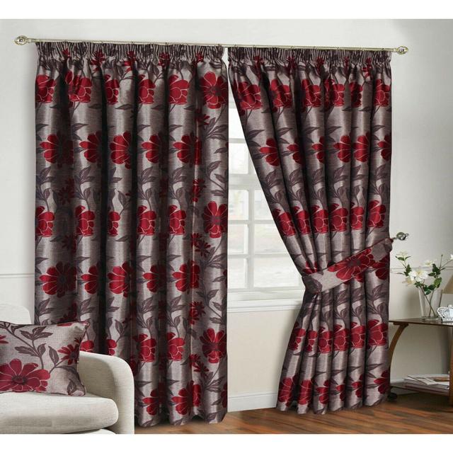 Atkison Jacquard Pencil Pleat Curtain Panels (Set of 2) Rosalind Wheeler Panel Size: 168 W x 137 D cm on Productcaster.