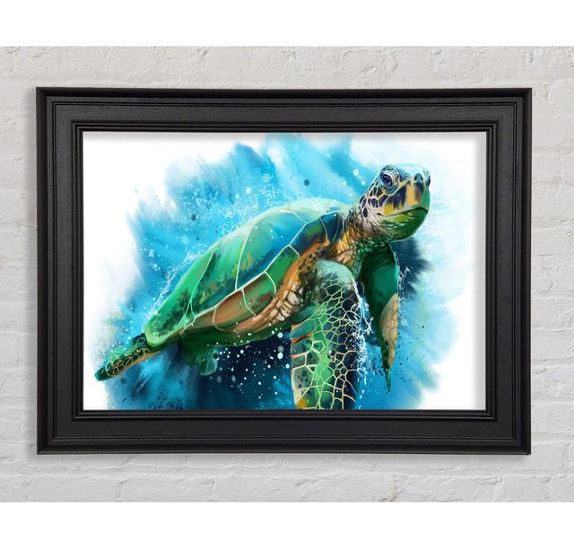 The Sea Turtle Watercolour Framed Print 17 Stories Size: 100cm H x 141.4cm W x 8cm D, Format: Galway White Framed Paper on Productcaster.