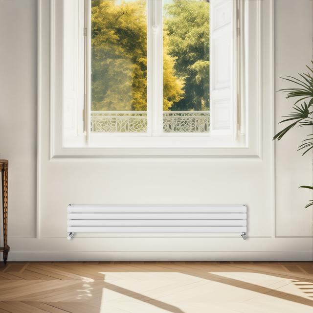 Brunella Oval Panel Radiators Brayden Studio Radiator Cover Colour: Black, Size: 35.4cm H x 180cm W x 7.8cm D on Productcaster.