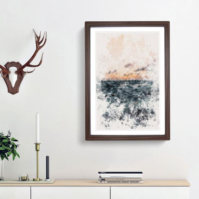 Ocean Beneath a Peach Sky - Picture Frame Painting Print East Urban Home Frame Option: Walnut Framed, Size: 33cm H x 24cm W x 2cm D on Productcaster.