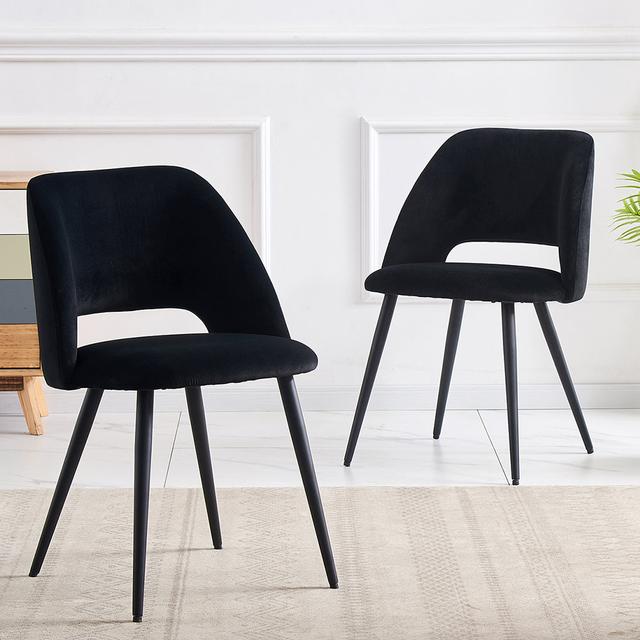 Efrat Upholstered Dining Chair (Set of 2) Fairmont Park Upholstery Colour: Black on Productcaster.