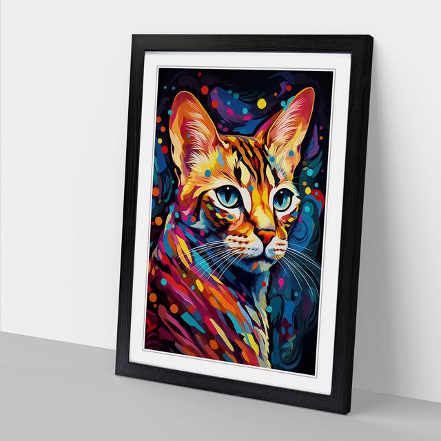 Bengal Cat Orphism No.2 Marlow Home Co. Size: 34cm H x 25cm W x 2cm D, Frame Colour: Black on Productcaster.