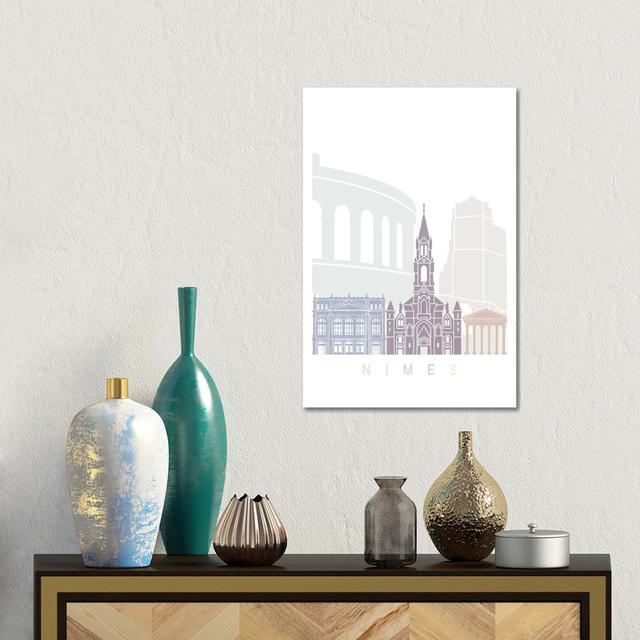 Nimes Skyline Poster Pastell Lark Manor Größe: 66,04 cm H x 45,72 cm B x 3,81 cm T, Format: Kein Rahmen on Productcaster.