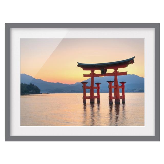 Itsukushima Floating Torii Gate - Picture Frame Photograph Print on Paper East Urban Home Frame option: Matt grey, Size: 40cm H x 55cm W on Productcaster.