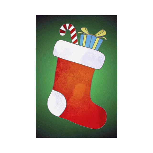 Festive Stocking by 5by5collective - Wrapped Canvas Print The Seasonal Aisle Size: 30.48cm H x 20.32cm W x 1.91cm D on Productcaster.