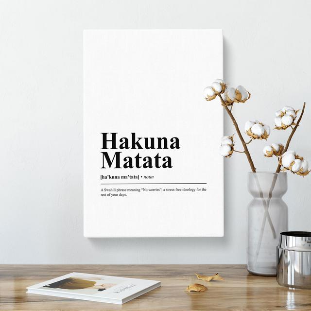 Dictionary Hakuna Matata - Wrapped Canvas Print East Urban Home Size: 91cm H x 60cm W x 3cm D on Productcaster.