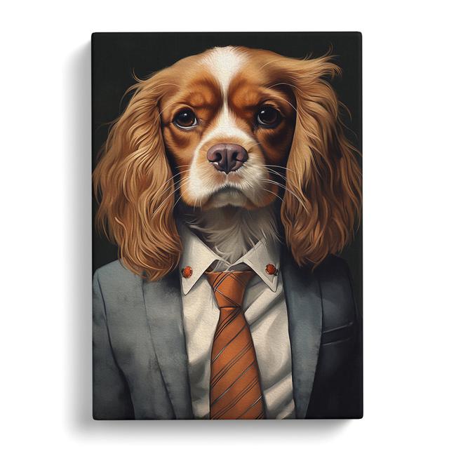 Cavalier King Charles Spaniel in a Suit Painting No.6 Happy Larry Size: 50cm H x 35cm W x 3cm D on Productcaster.