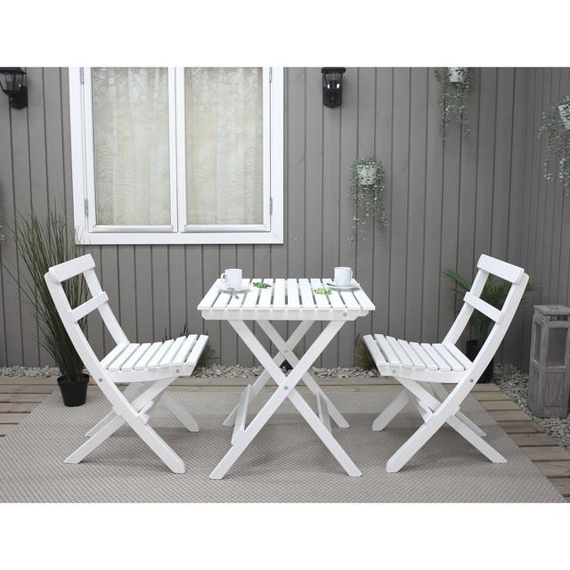 Latina Square 2 - Person 65cm Long Dining Set AKADAS Colour: White on Productcaster.