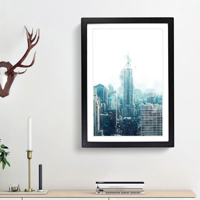 Empire State Building in New York in Abstract - Picture Frame Graphic Art Print East Urban Home Size: 36cm H x 27cm W x 2cm D, Frame Option: Black Fra on Productcaster.