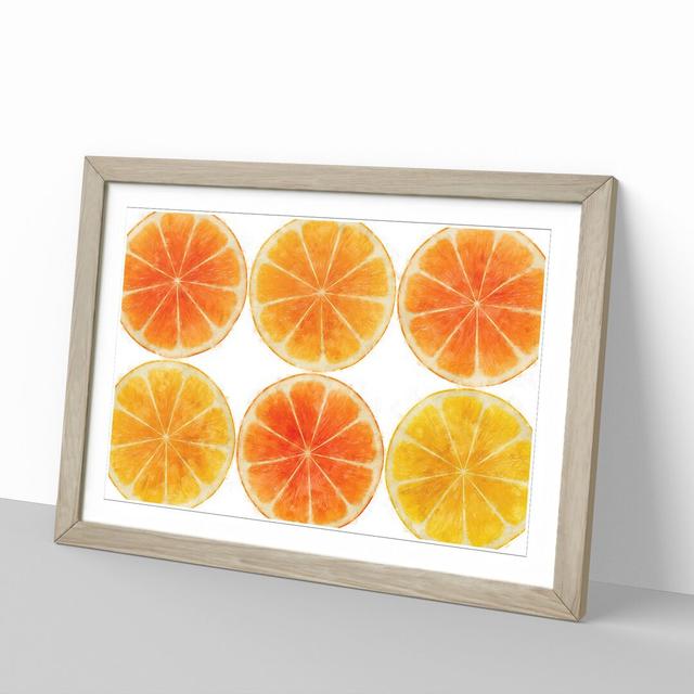 Orange Fruit Slices - Picture Frame Painting East Urban Home Frame Option: Oak Framed, Size: 36cm H x 48cm W x 2cm D on Productcaster.