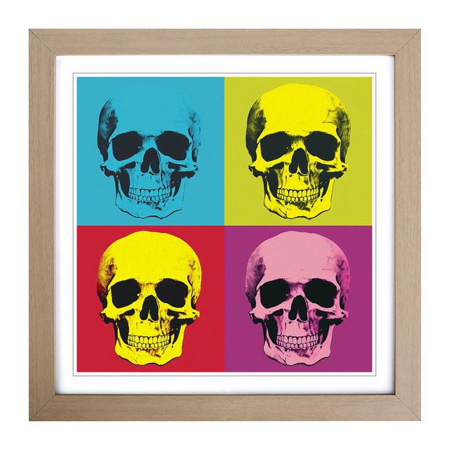 Skull Pop Art Happy Larry Frame Colour: Oak on Productcaster.