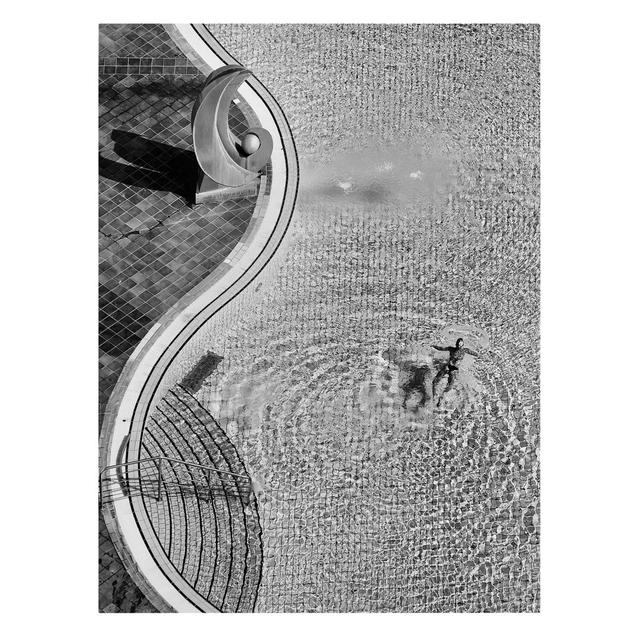 Black and White Swimming Pool - Wrapped Canvas Graphic Art Ebern Designs Format: 330g/m³ Recycled canvas, Size: 80cm H x 60cm W on Productcaster.