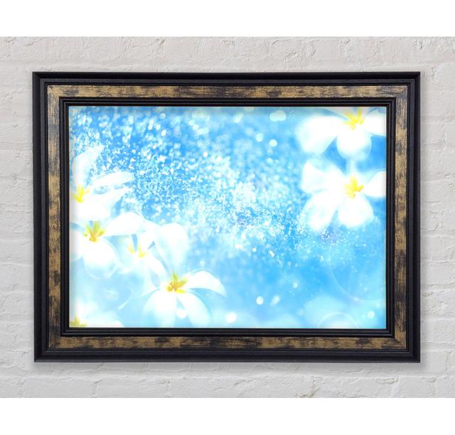 Plumeria Blue Framed Print Ophelia & Co. Size: 42cm H x 59.7cm W x 8cm D, Format: Antique Silver Framed Paper on Productcaster.