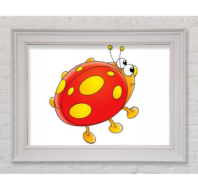 Cartoon Ladybug White Framed Print - Picture Frame Graphic Art on Canvas Harriet Bee Size: 84.1cm H x 142.2cm W x 8cm D, Colour: White, Format: White on Productcaster.