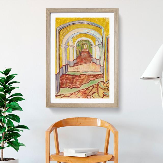 Corridor in the Asylum by Vincent Van Gogh - Picture Frame Painting East Urban Home Frame Option: Oak Framed, Size: 65cm H x 48cm W x 2cm D on Productcaster.