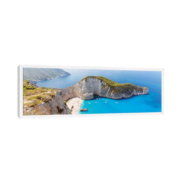 Summer In Greece Highland Dunes Size: 30.48cm H x 91.44cm W x 3.81cm D, Format: White Framed on Productcaster.