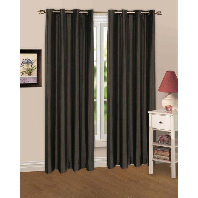 Jaqueline Pencil Pleat Semi Sheer Curtains (Set of 2) Marlow Home Co. Colour: Black, Panel Size: 228 W x 137 D cm on Productcaster.