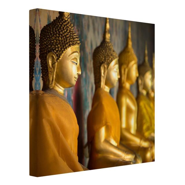 Buddha Statues - Wrapped Canvas Graphic Art on Canvas Bloomsbury Market Format: 260g/m² canvas, Size: 70cm H x 70cm W on Productcaster.