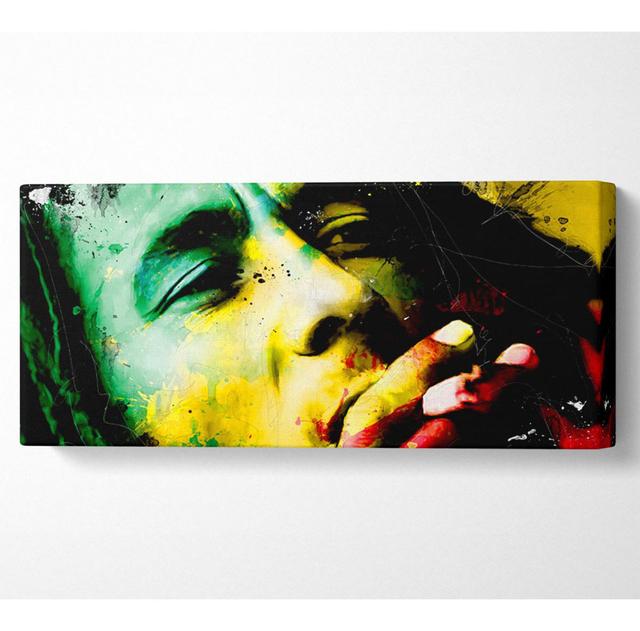 Bob Marley Colours - Kunstdrucke auf Leinwand - Wrapped Canvas Ebern Designs Größe: 40,6 cm H x 101,6 cm B on Productcaster.