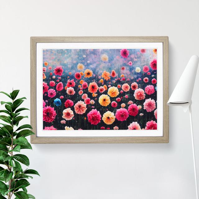 XH1022-9494X Unreal Flower Market - Single Picture Frame Painting Marlow Home Co. Size: 25cm H x 34cm W x 2cm D, Frame Colour: Oak on Productcaster.