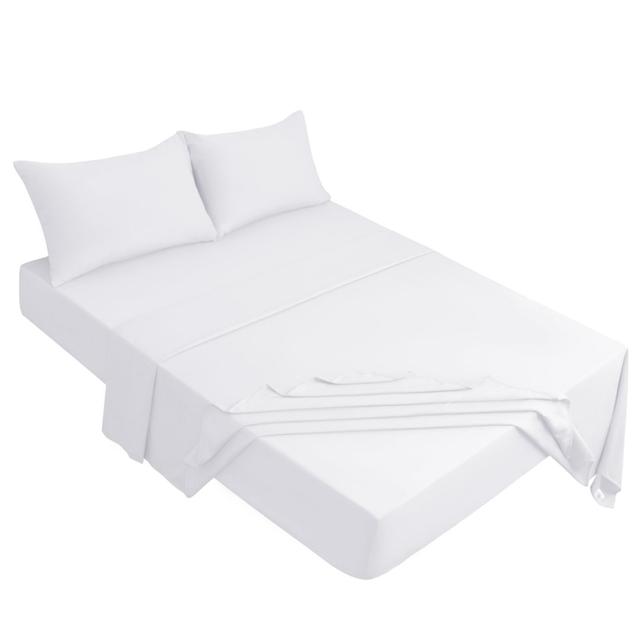 Meliah Microfiber Brushed Fitted Sheet 17 Stories Size: Super King (6'), Colour: White on Productcaster.