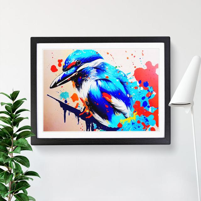 Kingfisher Bird Splashed Vol.3 Abstract - Picture Frame Graphic Art ClassicLiving Size: 34cm H x 46cm W x 2cm D, Frame Colour: Black on Productcaster.