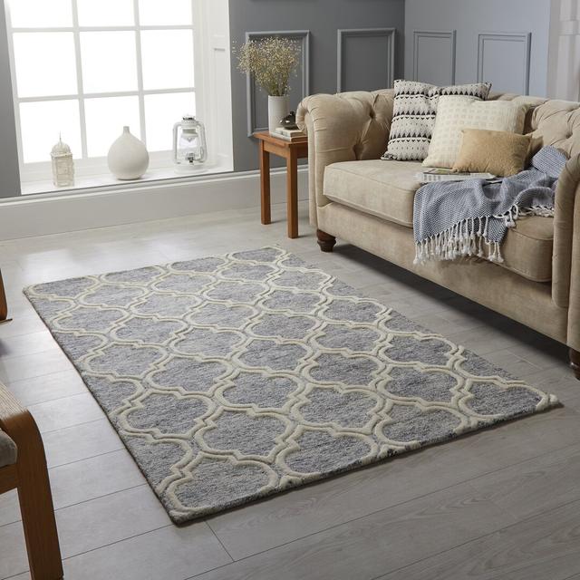 Maryam Tufted Wool Grey/White Rug Canora Grey Rug Size: Rectangle 160 x 230cm on Productcaster.