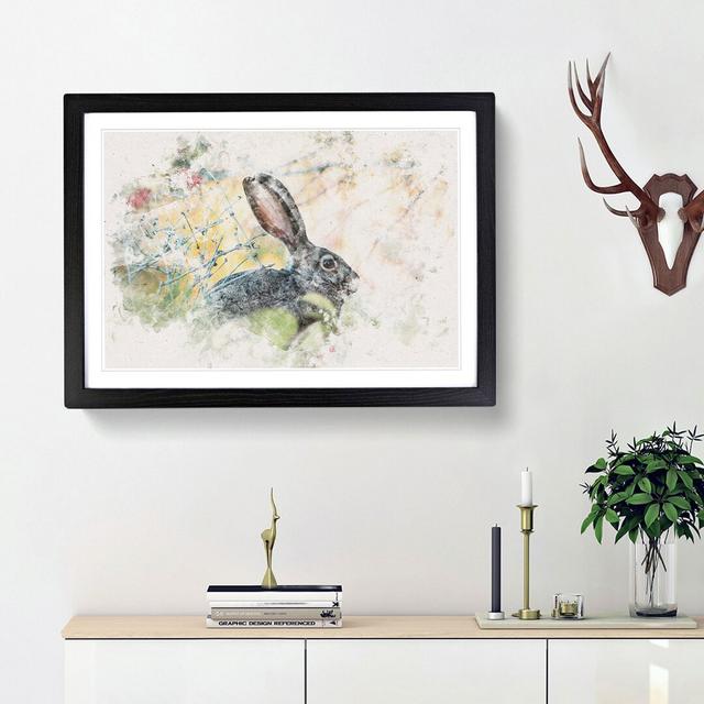 Hare in the Bushes - Picture Frame Painting Print on MDF East Urban Home Size: 40cm H x 60cm W x 2cm D, Frame Option: Black Framed on Productcaster.