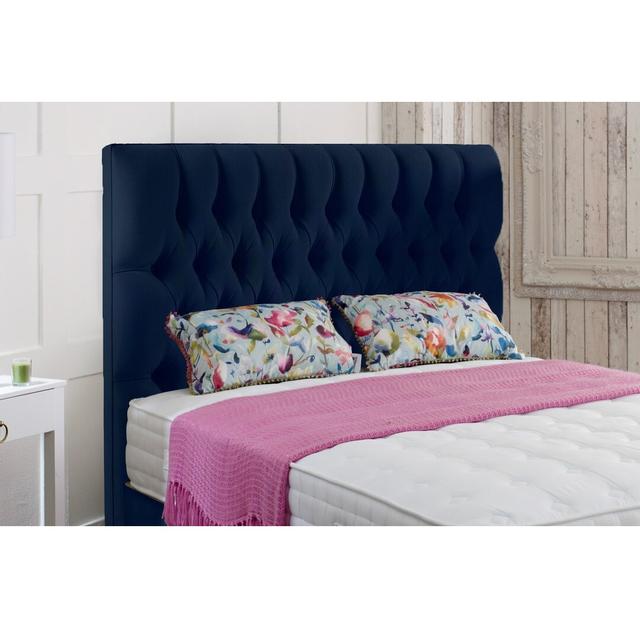 Brancon Upholstered Headboard 17 Stories Colour: Marine Blue, Size: Small Double (4') on Productcaster.