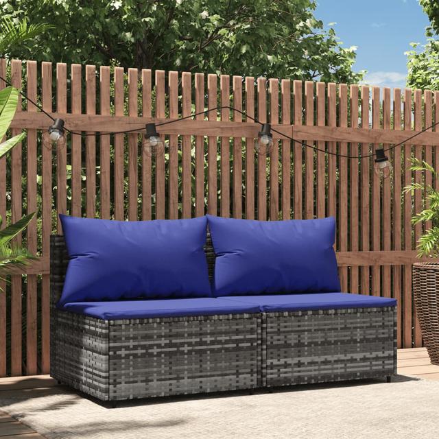 Gartensofa Lamari mit Kissen (Set of 2) 17 Stories Farbe (Gestell): Grau, Farbe (Bezug): Blau on Productcaster.