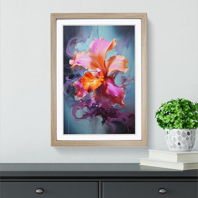 Orchid Flower Gestural Marlow Home Co. Format: Oak Framed, Size: 64cm H x 46cm W x 2cm D on Productcaster.