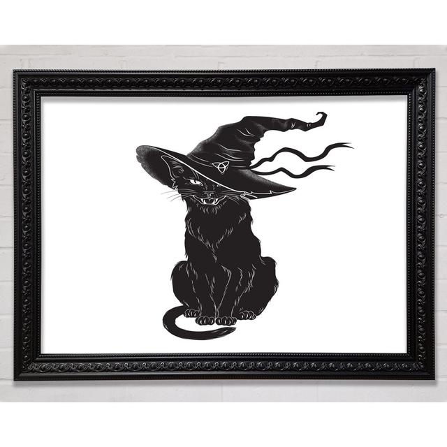 Gerahmtes Leinwandbild Black Cat Witches Hat Happy Larry Größe: 59,7 cm H x 84,1 cm B x 3 cm T on Productcaster.