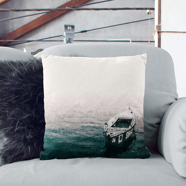 Boat upon Granges River in India Cushion with Filling East Urban Home Backing Colour: White, Size: 55cm H x 55cm W x 20cm D on Productcaster.