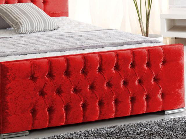 Lula Upholstered Bed Canora Grey Size: Super King (6'), Colour: Red Crush Velvet on Productcaster.