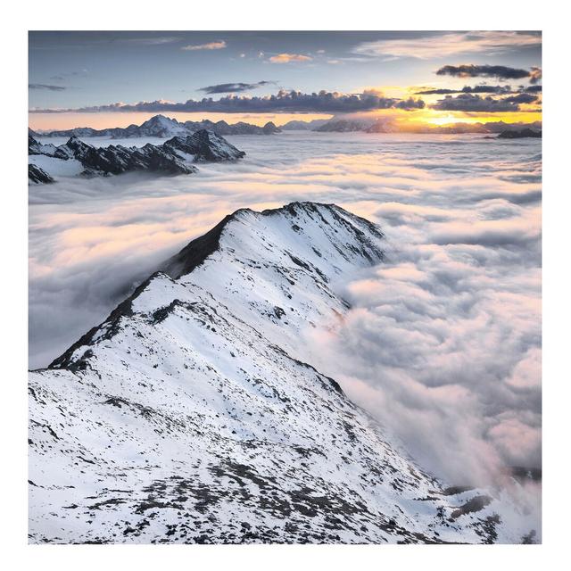 Mountain View Over Clouds Semi-Gloss Wallpaper Roll East Urban Home Size: 2.4m x 240cm, Materialqualität: Premium (130 g/m²) on Productcaster.