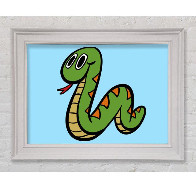 Cartoon Snake Lilac Framed Print - Single Picture Frame Print on Canvas Zoomie Kids Colour: Baby Blue, Size: 60cm H x 84cm W x 3cm D, Format: Black Wa on Productcaster.