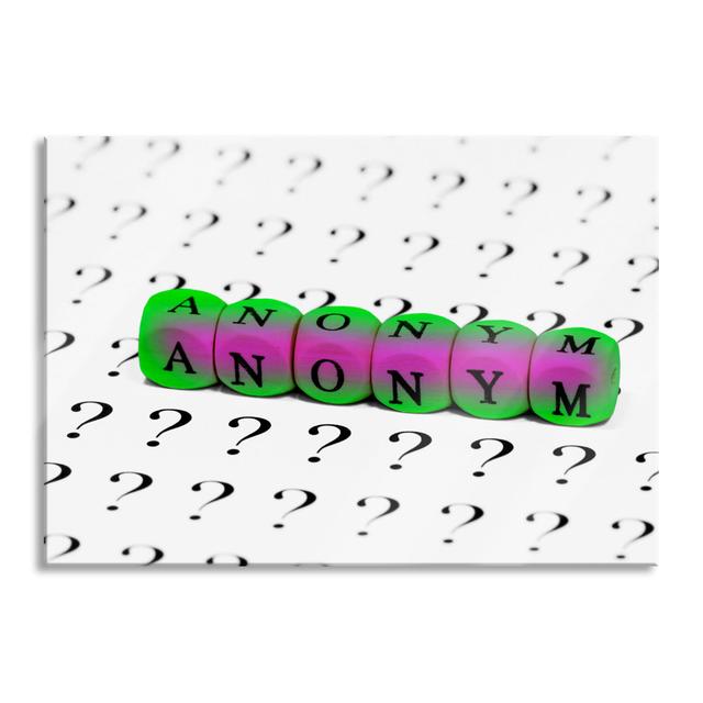 Glasbild "Anonymous Lettering Made of Cubes" Brayden Studio Größe: 60 cm H x 80 cm B x 0,4 cm T on Productcaster.