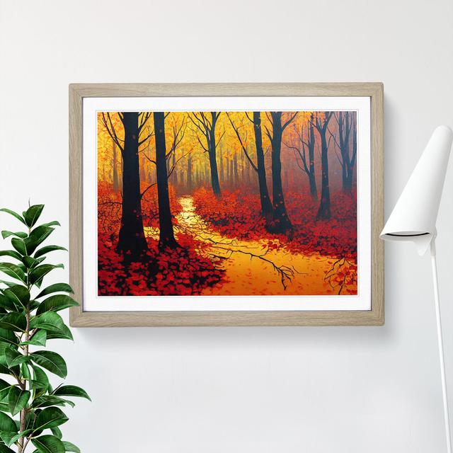 Extraordinary Autumn Forest - Picture Frame Painting Marlow Home Co. Size: 25cm H x 34cm W x 2cm D, Frame Colour: Oak on Productcaster.