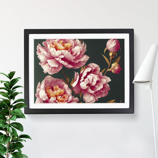 Pure Peony Flowers - Picture Frame Graphic Art Marlow Home Co. Frame Colour: Black Framed, Size: 46cm H x 64cm W x 2cm D on Productcaster.