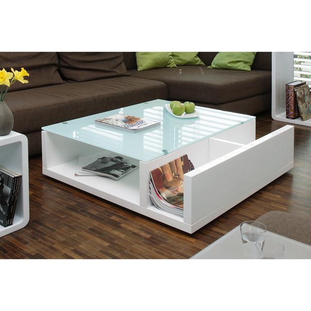 Jazyra Abstract Coffee Table 17 Stories Colour: White on Productcaster.