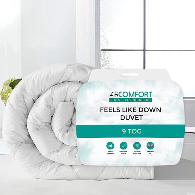 Air Comfort 9 Tog Feels Like Down All Seasons Hollwfibre Warm Sleepers Duvet Aircomfort Size: Single on Productcaster.