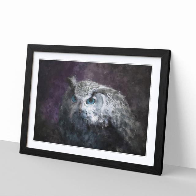 Blue Eyed Eurasian Eagle Owl Painting East Urban Home Format: Black, Size: 24cm H x 33cm W x 2cm D on Productcaster.